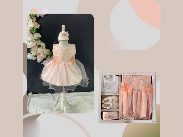 İNCİ ÇİÇEKLİ MEVLÜT TAKIM - PNN168-Somon-0 - 3 Ay Somon - Image 1