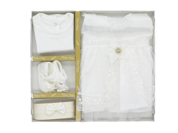 YILDIZ ÇİÇEKLİ SİMLİ MEVLÜT TAKIM - PNN160-Ekru-0 - 3 Ay Ekru - Image 1