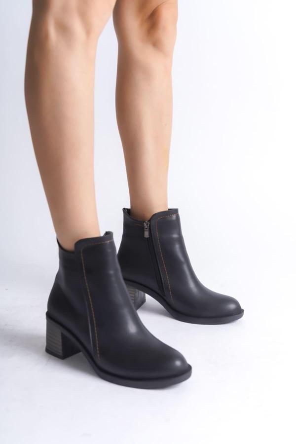 LARISSA Fermuarlı Ortopedik Taban Topuklu Kadın Bot  CST - Siyah - Image 1