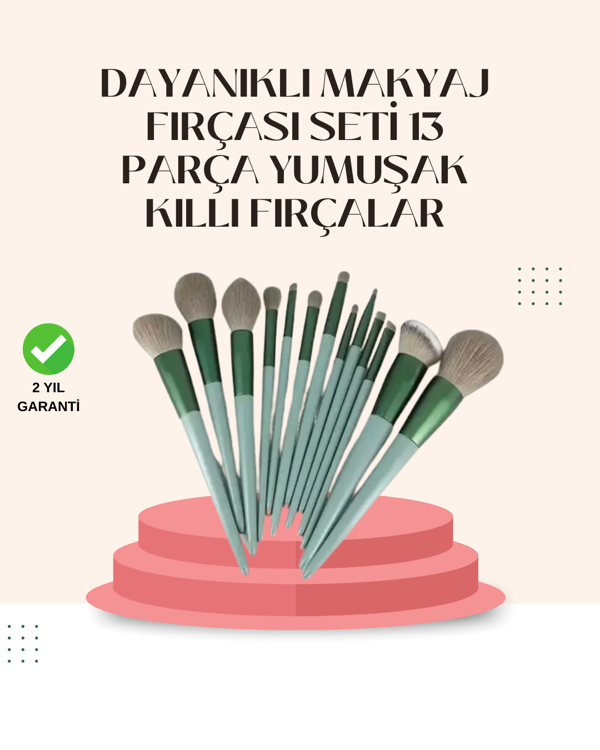 Göz Farı Allık Fondöten İçin Uygun 13'lü Makyaj Fırçası Seti Kompakt Tasarım - Image 1