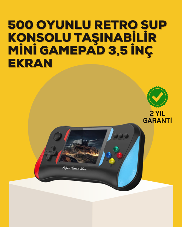 Taşınabilir El Konsolu 500 Oyunlu – Geniş Ekran ve Uzun Pil Ömrü - Image 1