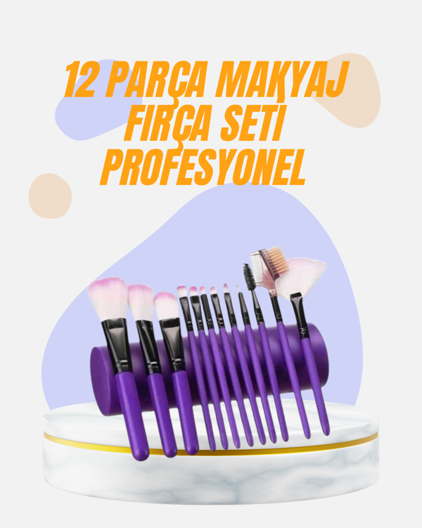 Doğal Görünüm Sağlayan Yumuşak Kıllı 12 Parça Makyaj Fırça Seti Günlük ve Profesyonel Kullanıma Uygu - Image 1