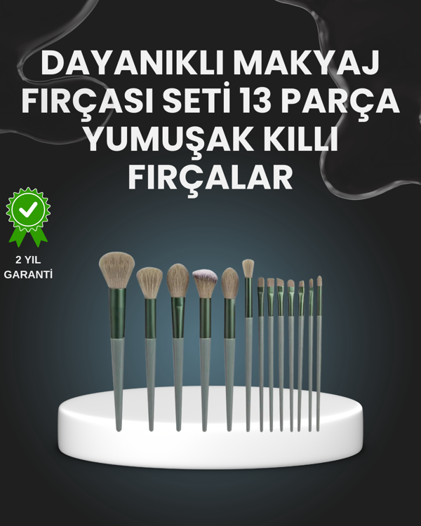 13'lü Fiber Kıllı Yumuşak Makyaj Fırçası Seti Taşınabilir ve Ergonomik Tasarım - Image 1