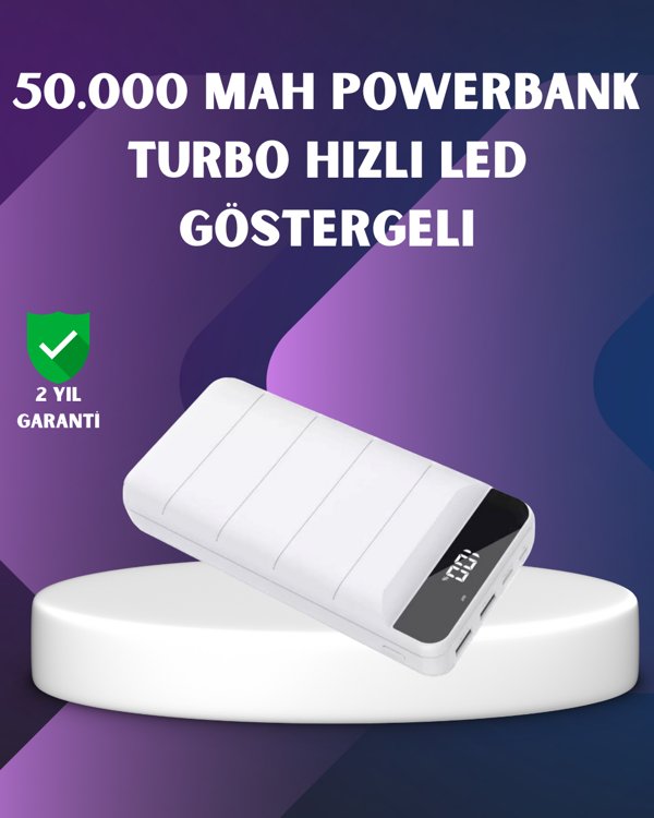 50000mAh Yüksek Kapasiteli Powerbank Hızlı Şarj ve LED Ekranlı - Image 1