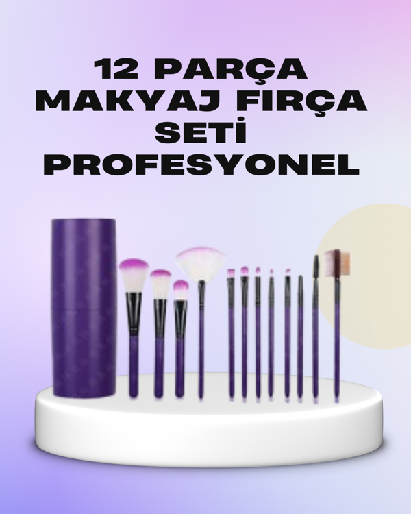 Ergonomik Saplı Fiber Kıllı 12'li Makyaj Fırça Takımı Göz ve Ten Makyajı İçin Uygun - Image 1