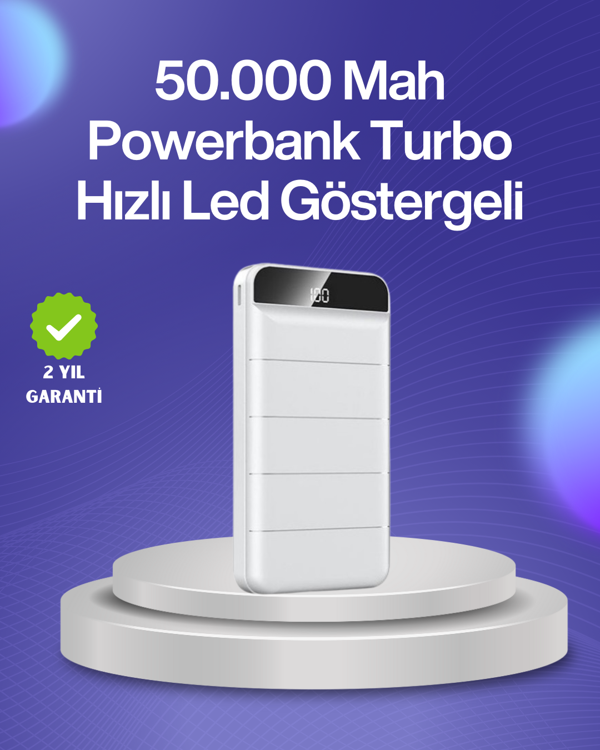 4 Cihazı Aynı Anda Şarj Edebilen Güçlü Powerbank 50000 mAh - Image 1