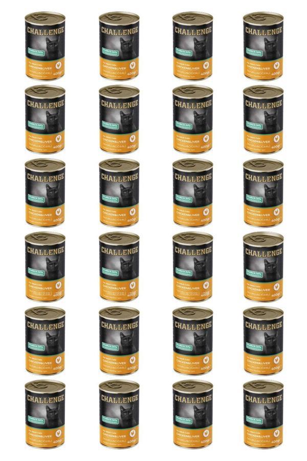 Challenge tavuklu ciğerli yetişkin kedi konservesi 400 gr x 24 adet - Image 1