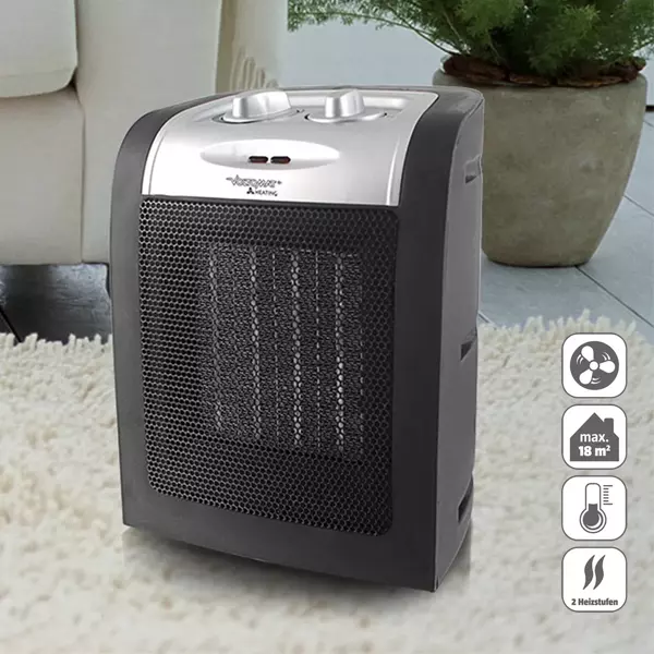 Kasaplus Voltomat 1800W Termostatlı Seramik Fanlı Isıtıcı | 2 Kademeli ve Fan Modu - Image 1