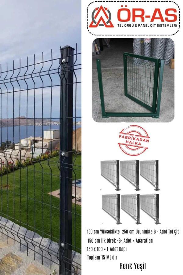 Ör-As Tel Örgü & Panel Çit Sistemleri Panel Çit Takım ( 150 Cm Yükseklik  15 Mt Uzunluk  ) + ( 150 X 100 Kapı -) - Image 1