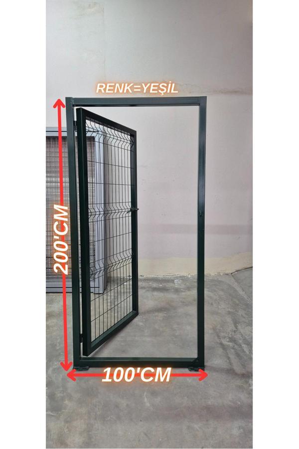 Ör-As Tel Örgü & Panel Çit Sistemleri Bahçe Kapısı- Panel Çit Tel Kapısı-Kanatlı Kapı Yeşil- (200 Cm X 100 Cm) Tam Çerçeve - Image 1