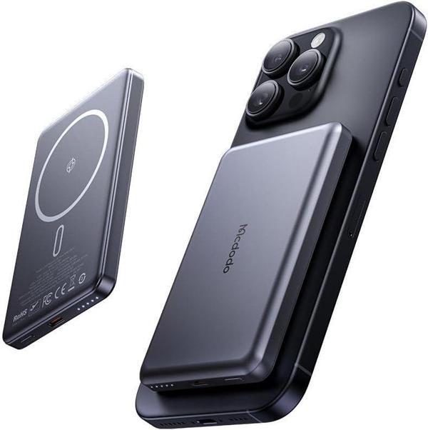 MC-4651 10000mAh 20W Metal Ultra İnce Manyetik Kablosuz Powerbank - Si - Image 1