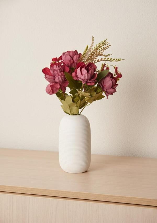 Fiona Seramik Vazo Oval, Beyaz 15 CM - Image 1