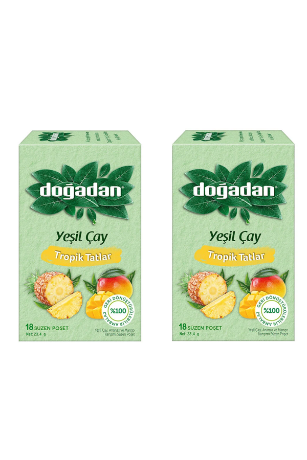 Doğadan Tropik Tatlar Poşet Yeşil Çay 18'li x 2 Adet - Image 1