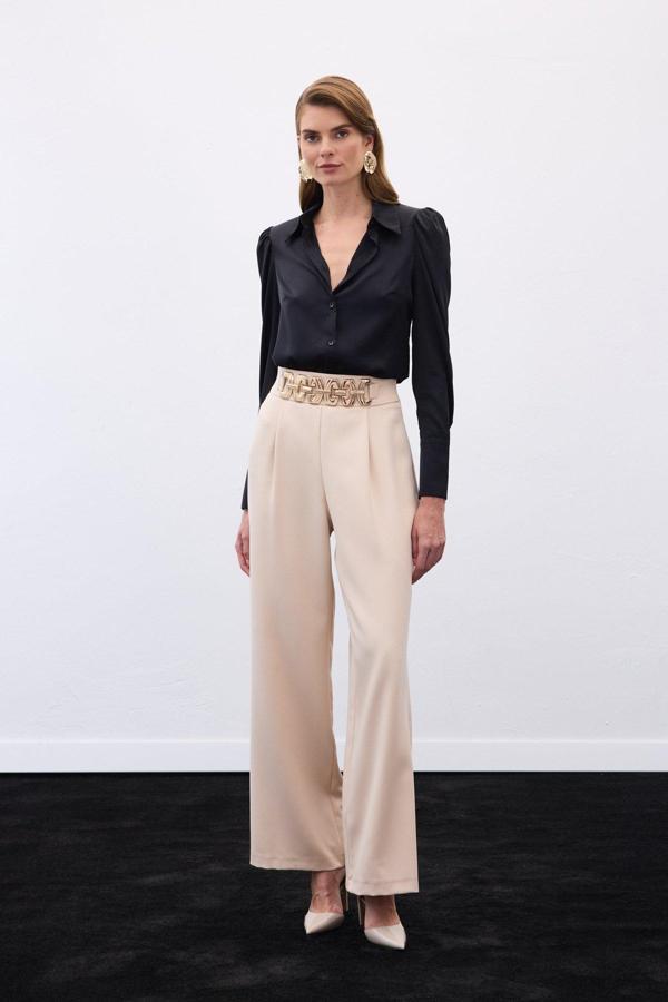 Kemerli Salaş Pantolon - Bej - Image 1