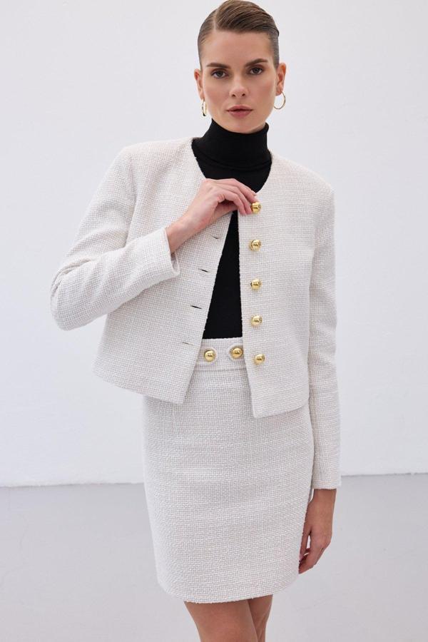 Kısa Tüvit Ceket - Taş - Image 1