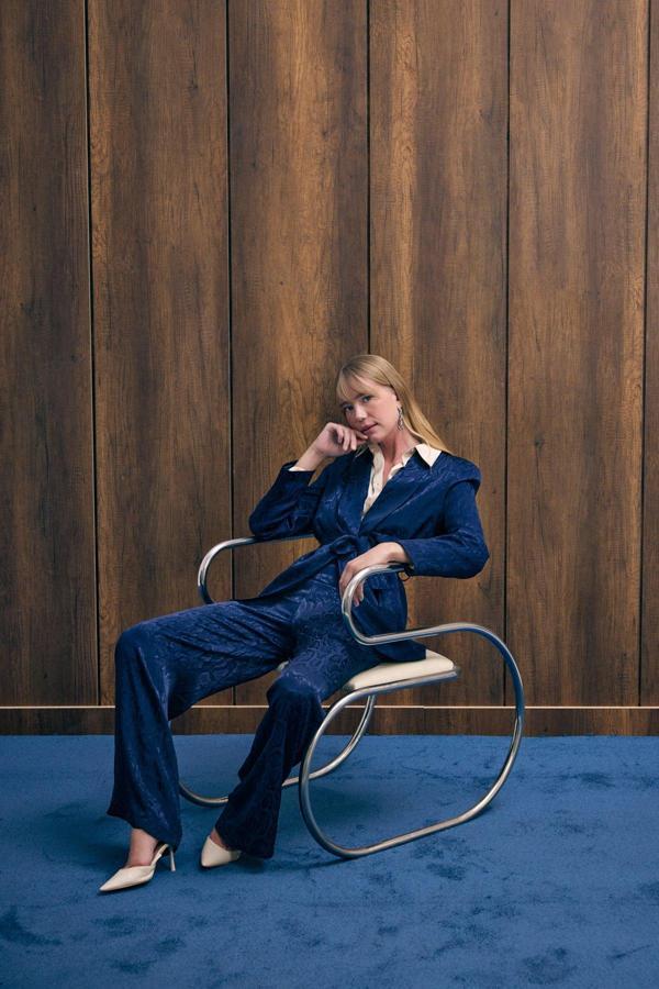 Yılan Desenli Pantolon - Lacivert - Image 1