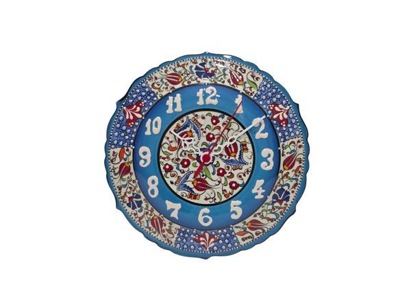 Çini Boyama Kabartma Duvar Saat 25cm - Çini Saat - Image 1