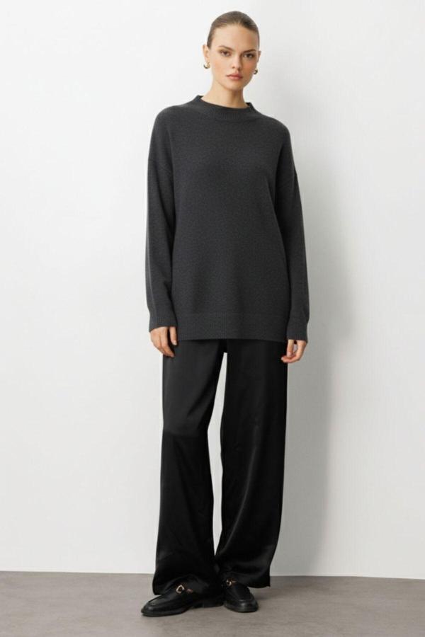 Mizalle Basic Yarım Balıkçı Antrasit Triko Kazak - Image 1