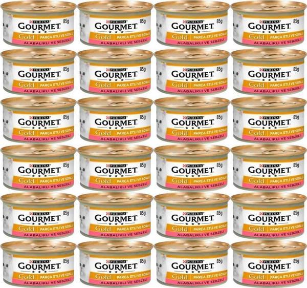Gourmet Gold Parça Etli Soslu Alabalık Sebzeli Kedi Konservesi 85 Gr 24 adet - Image 1