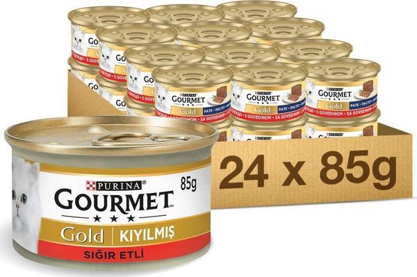 Gourmet Gold Parça Etli, Sığır Etli 85gr Yaş Kedi Kons 24 adet - Image 1