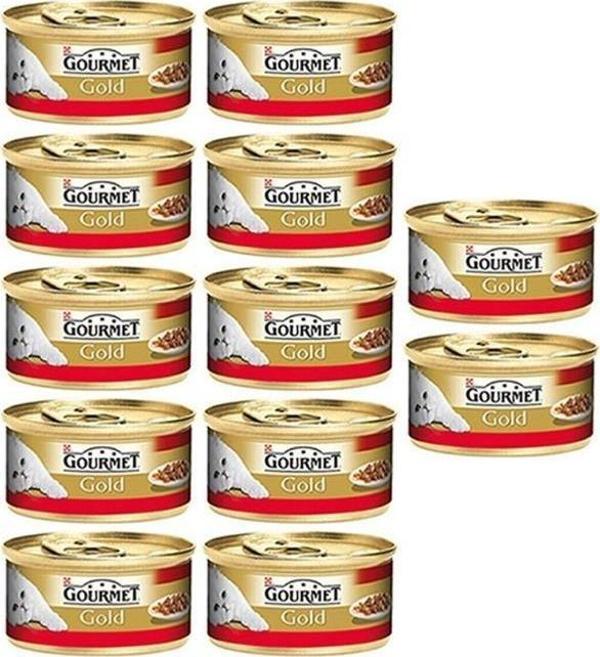 Gourmet Gold Parça Etli, Sığır Etli 85gr Yaş Kedi Konserve 12 adet - Image 1