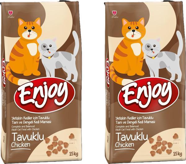 Enjoy Tavuklu Yetişkin Kedi Maması 15 Kg 2'Li Set - Image 1