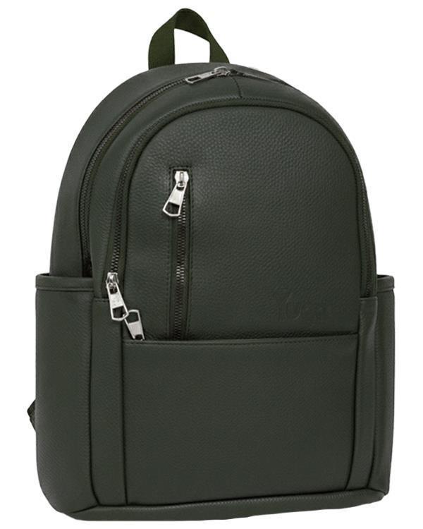 Yuga Suni Deri Dört Gözlü Sırt Çantası Yeşil - Image 1