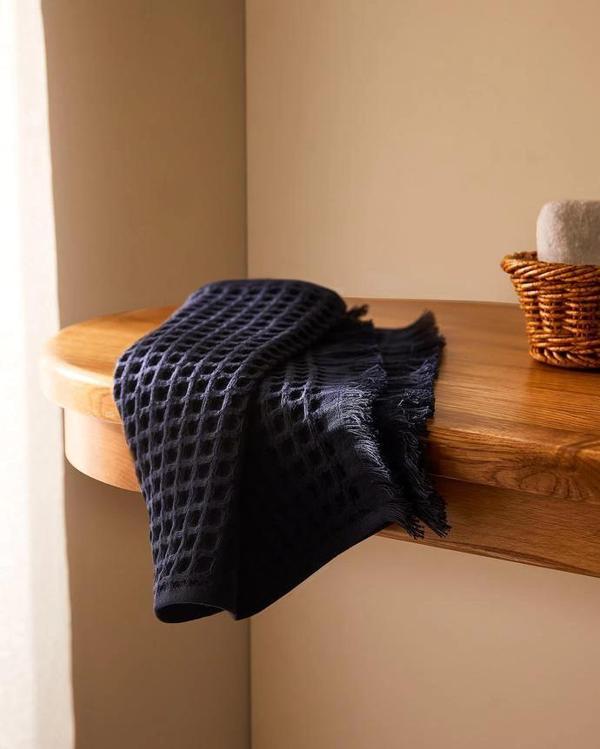 3’lü Lacivert Pamuklu Havlu Seti – 30x45, 50x90, 80x160 cm – Lüks ve Emici - Image 1