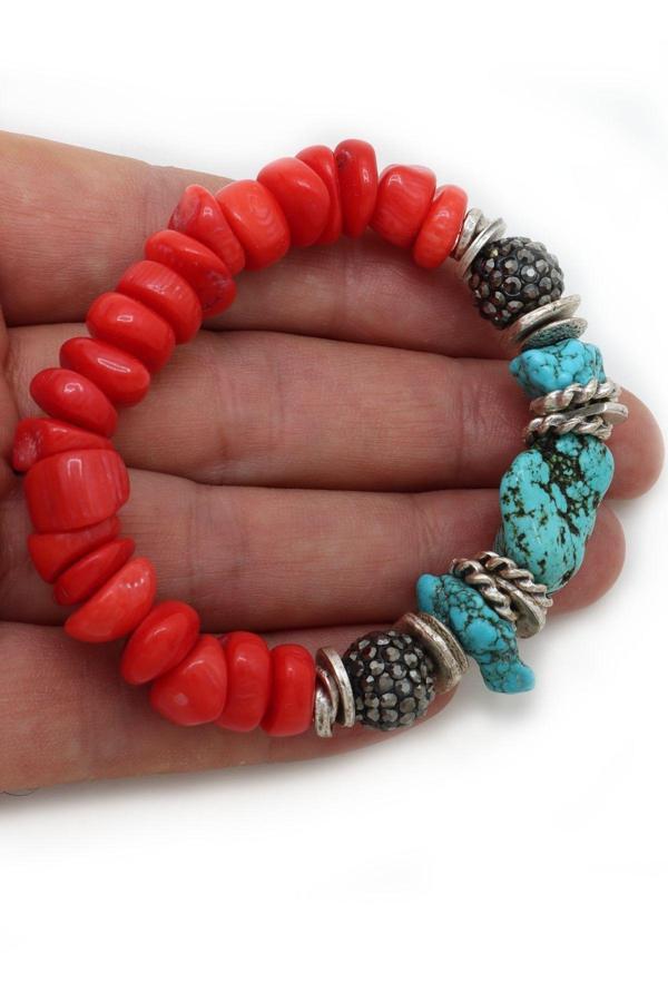 Mercan ve Firuze Doğal Taş Bileklik - Image 1