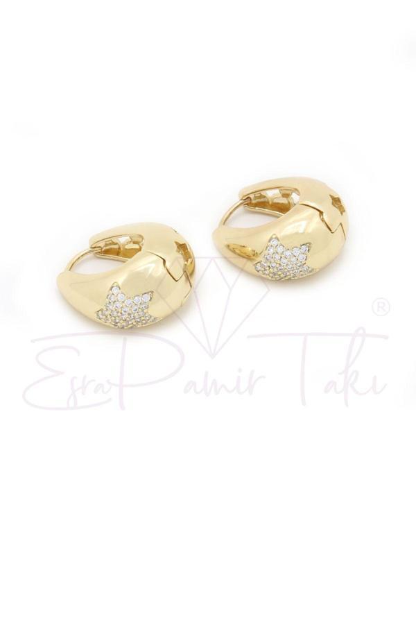 Zirkon Taşlı Altın Renk Küpe - Image 1