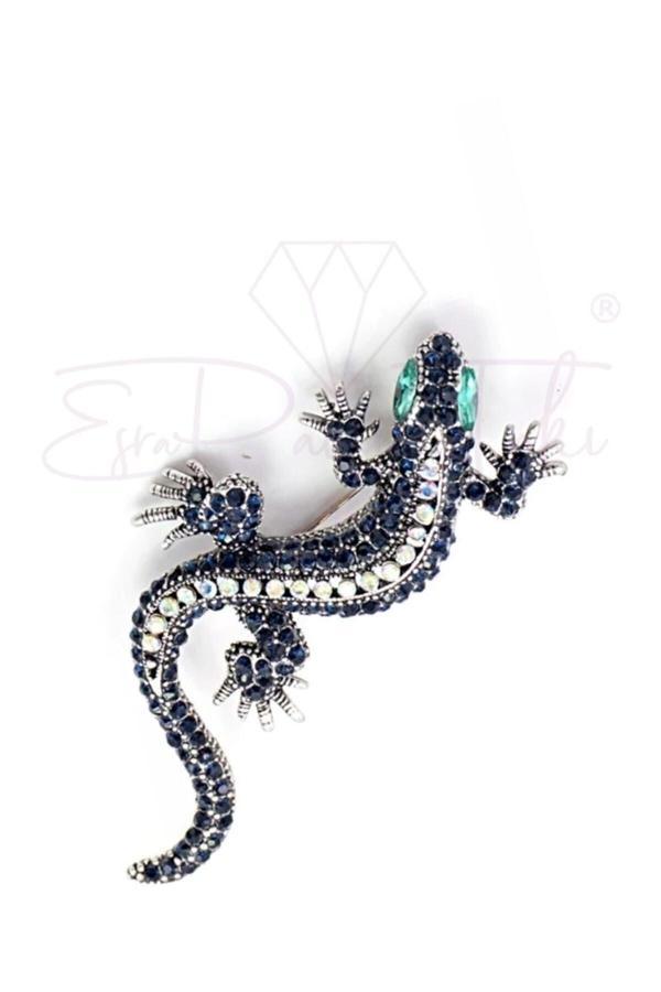 Gümüş Renk Kertenkele Broş Ve Kolye Ucu - Image 1