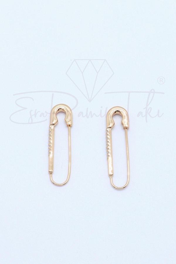 Zirkon Taşlı Rose Gold Renk Çengelli İğne Küpe - Image 1