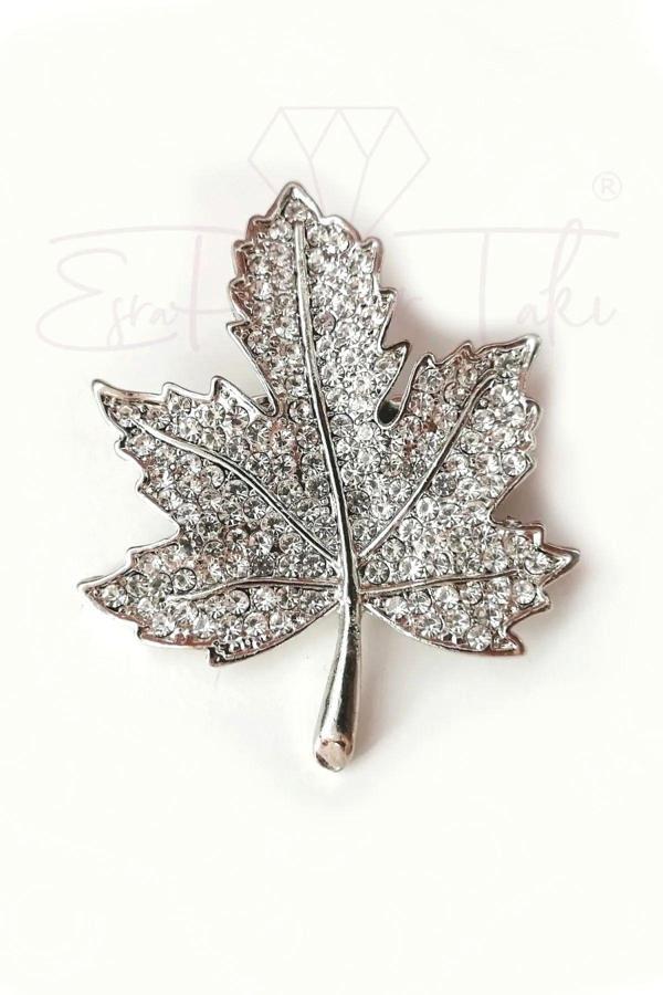 Gümüş Renk Yaprak Broş - Image 1