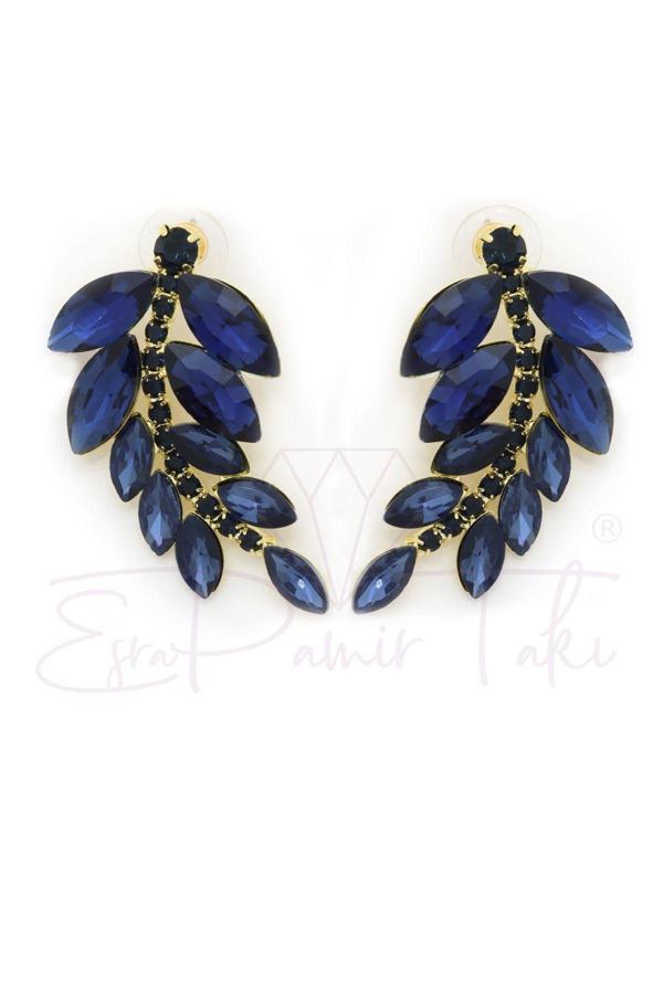 Lacivert Kristal Taş Abiye Küpe - Image 1