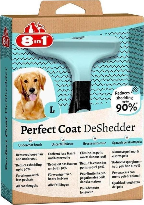 8in1 Perfect Coat DeShedder Furminator Büyük Irk Uzun Tüylü Köpek Taragi [L] - Image 1
