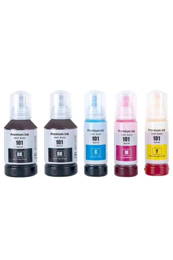 Duruink Epson Ecotank L1110 101 103 Uyumlu Muadil Mürekkep Seti 2X127Ml Siyah+3X70Ml Renkli - Image 1