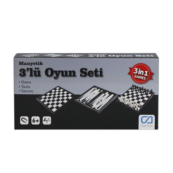 120 CAOYN-10002 Manyetik 3'lü Oyun Seti (Tavla,Dama,Satranç) -CaGames - Image 1