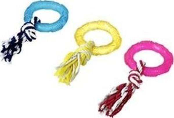 Flamingo Renkli Tırtıklı İpli Halka Köpek Oyuncağı 8 cm - Image 1
