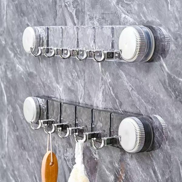 Mucit Home  Vantuzlu 5 Kancalı Askılık Delmeden Tak-çıkar Lüks Güçlü Vantuzlu Şeffaf Askılık - Image 1