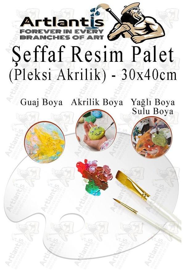 Pleksi Akrilik Resim Paleti 30x40 3mm 1 Adet Oval Palet Plastik Şeffaf Resim Boya Paleti Orta Boy Boyama Tepsisi - Image 1