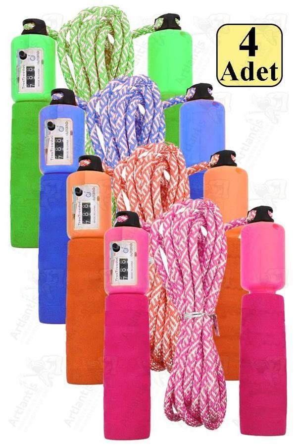 Atlama İpi Ayarlanabilir Sayaçlı 4 Adet Ayarlı Göstergeli Atlama İpi Evde Spor İpi Sünger Tutamaçlı Antreman Egzersiz - Image 1