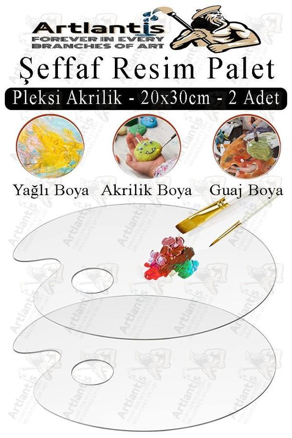 Pleksi Akrilik Resim Paleti 20x30 3mm 2 Adet Oval Palet Plastik Şeffaf Resim Boya Paleti Orta Boy Boyama Tepsisi - Image 1