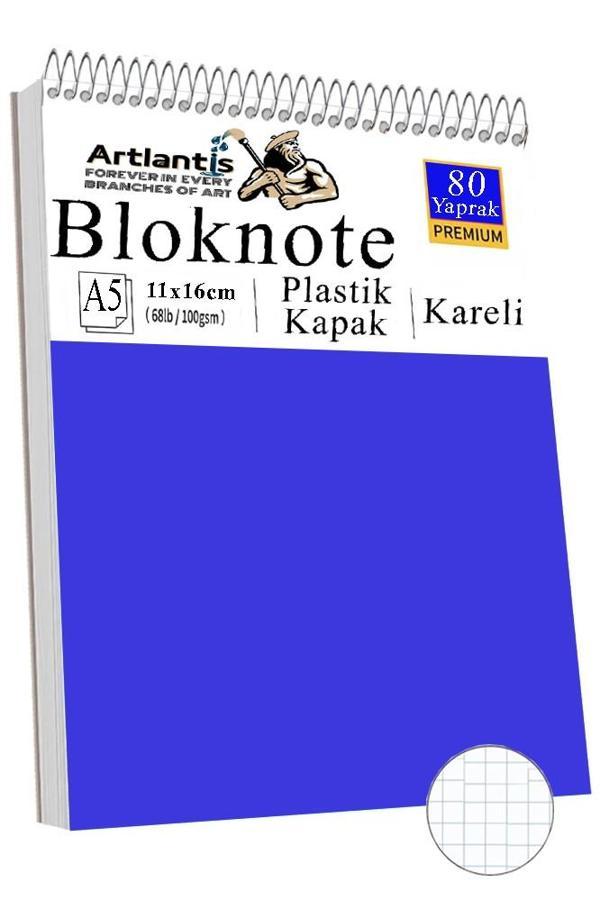 Telli Masaüstü Not Defteri Kareli A5 Orta Boy 1 Adet Masa Üstü Plastik Kapaklı Spiralli Bloknot Blocknote 80 Yaprak Büro - Image 1