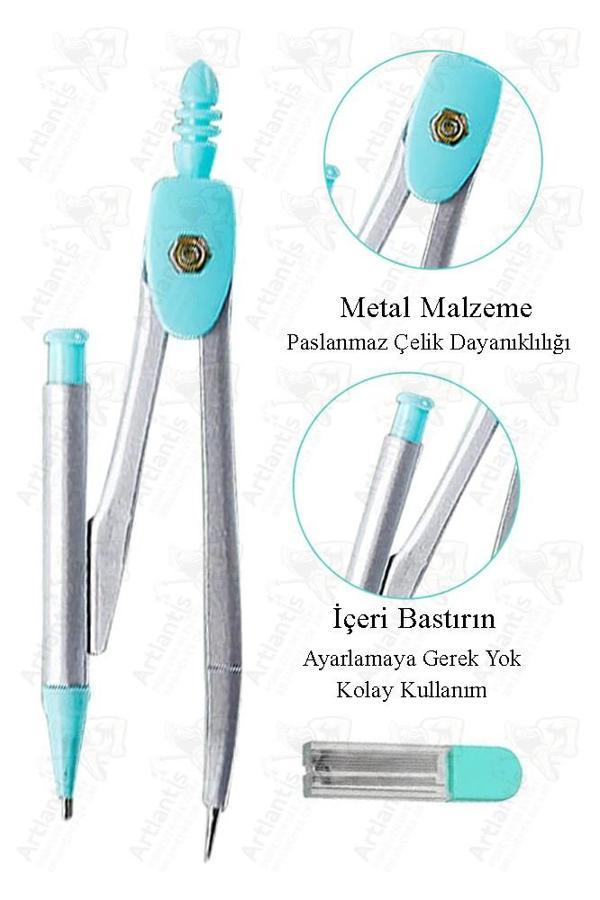 0.7 Uçlu Metal Pergel 1 Adet Fixpoint Kutulu Metal Pergel Versatil Uçlu Mekanik Kalem Basmalı Uçlu Pergel - Image 1