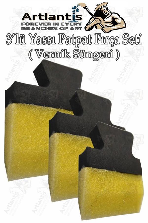 Yassı Patpat Sünger Fırça Seti 3 lü 1 Paket Sünger Boyama Fırçası Kesik Uç Vernik Süngeri Resim Süngeri Hobi Sanat - Image 1