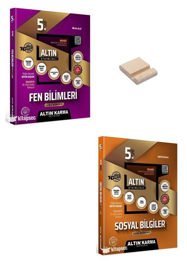 Altın Karma 5. Sınıf Fen Bilimleri ve Sosyal Bilgiler Etkinlikli Soru Bankası + Telefon standı - Altın Karma Yayınları - Image 1