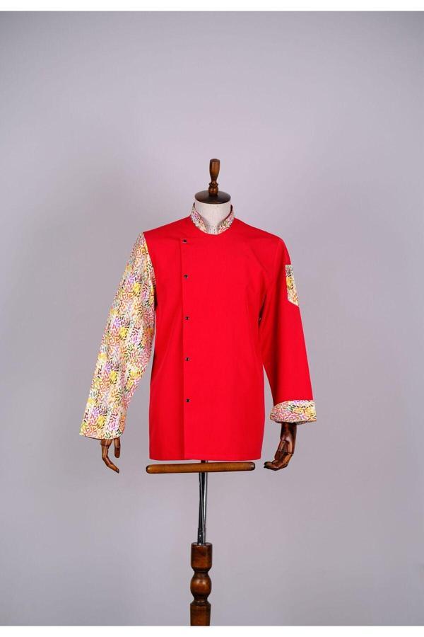 Burak Alday Shoes Aşçı Ceketi İthal Kumaş Desenli Unisex Çıtçıtlı Uzun Kollu Chef Aşçı Mutfak Ceketi - Image 1