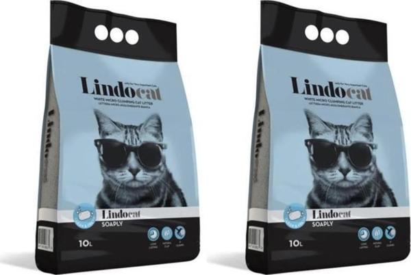 LindoCat İnce Sabun Kokulu Topak Bentonit Kedi Kumu 10 Lt 2 adet - Image 1