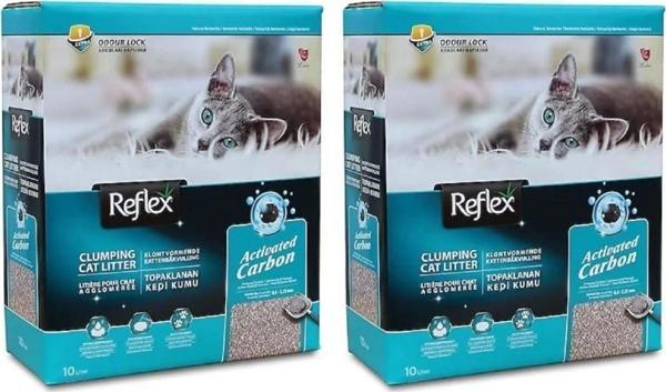 Reflex Aktif Karbonlu Süper Hızlı Topaklanan Kedi Kumu 10 Lt 2 Adet - Image 1