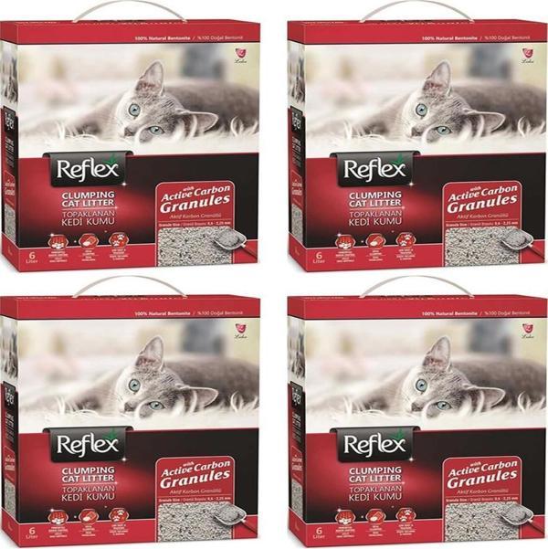 Reflex Granül Aktif Karbonlu Topaklanan Kedi Kumu 6 Lt 4'Lü Set - Image 1